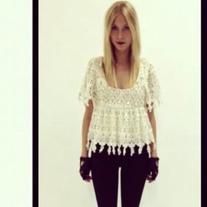 New Stone Cold Fox Lapis Lace Top 3 M-L $289 Rare